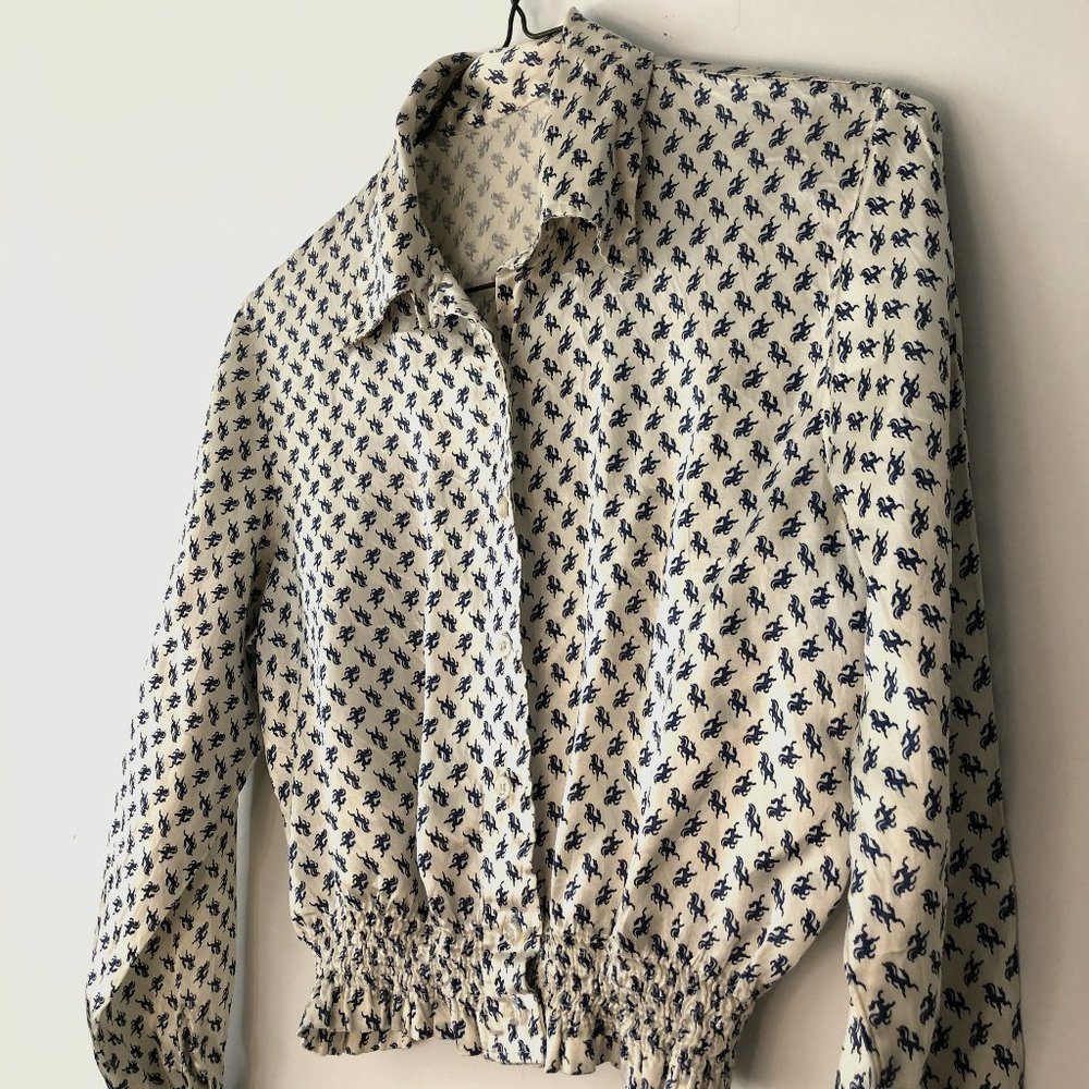 1980s Vintage Unicorn Cropped Blouse